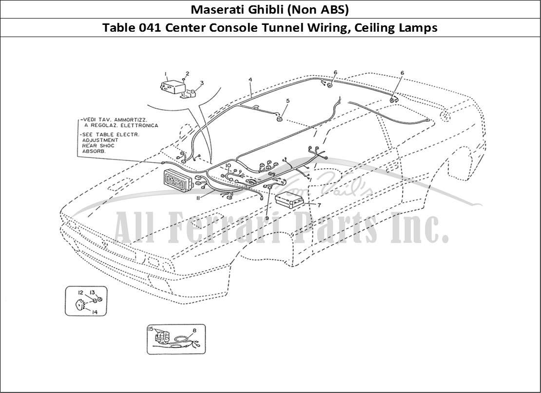 Ferrari Parts Maserati Ghibli (Non ABS) Page 041 Console and Ceiling Lamp