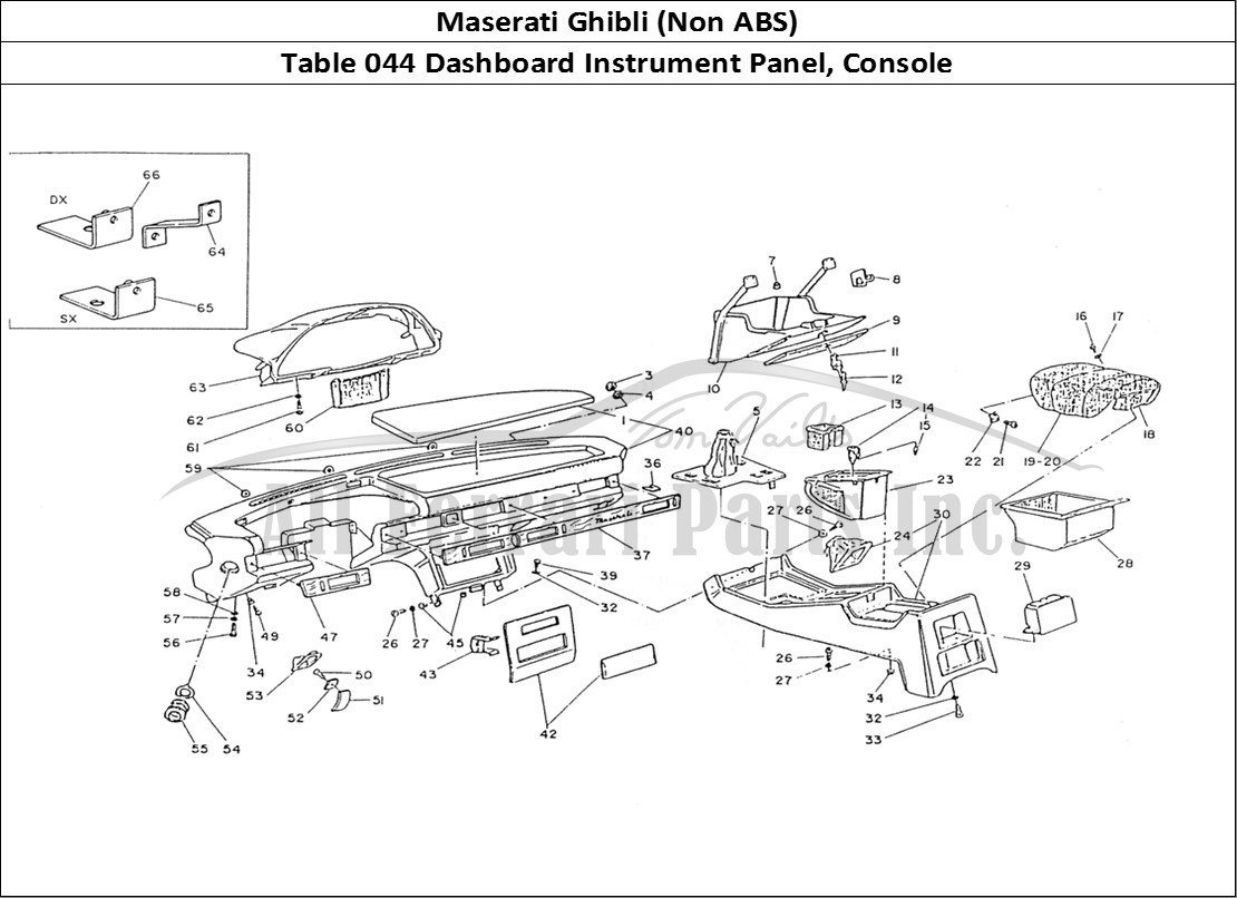 Ferrari Parts Maserati Ghibli (Non ABS) Page 044 Dashboard and Console