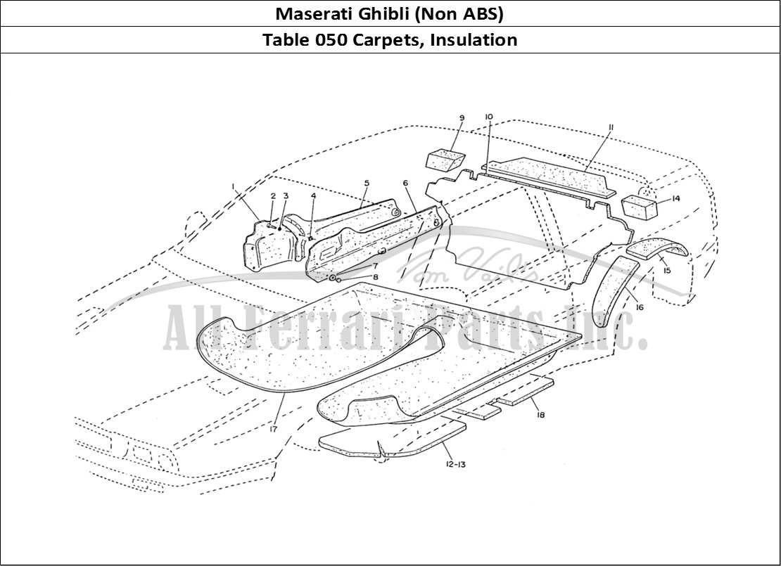 Ferrari Parts Maserati Ghibli (Non ABS) Page 050 Carpets and Felts