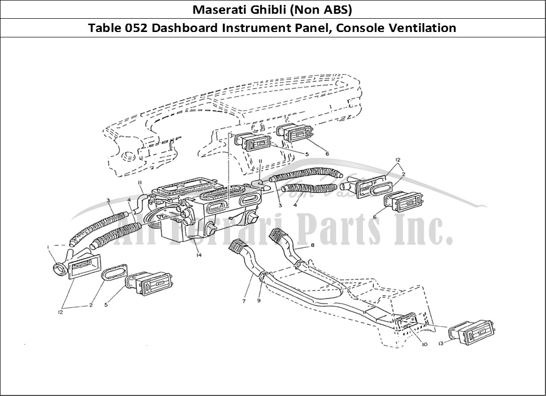 Ferrari Parts Maserati Ghibli (Non ABS) Page 052 Dashboard and Console Ven