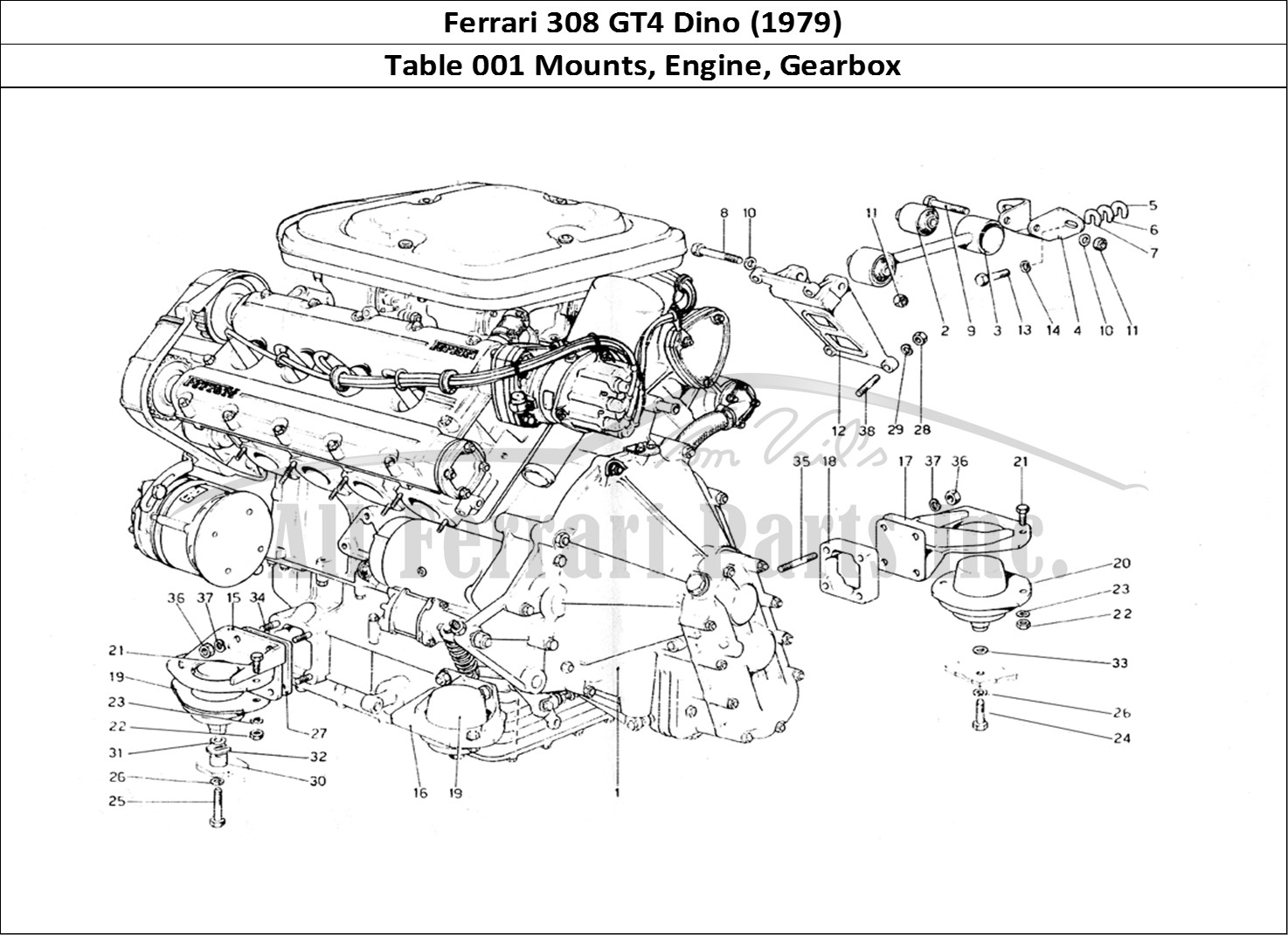 Ferrari Parts Ferrari 308 GT4 Dino (1979) Page 001 Engine - Gearbox and Supp