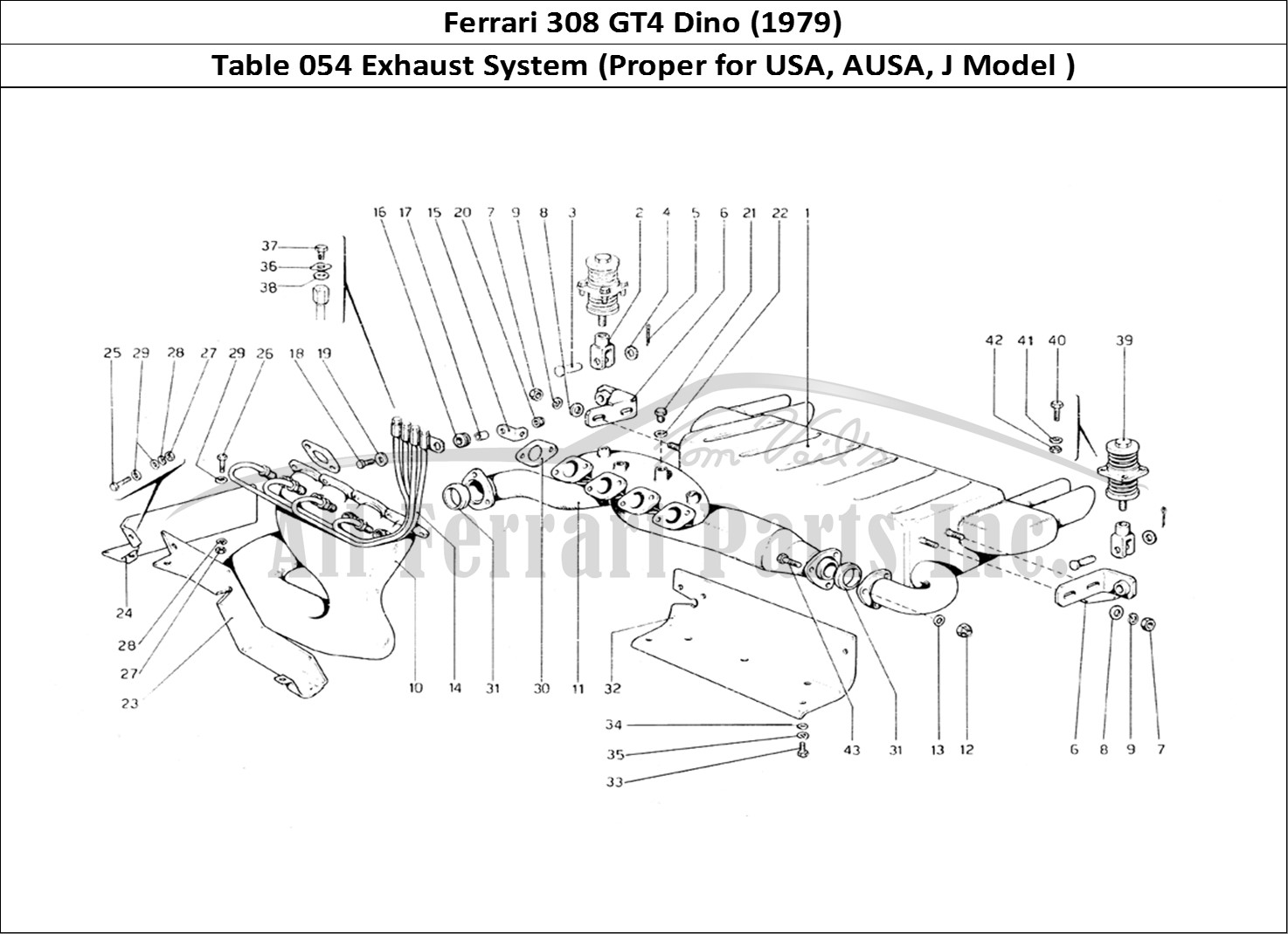 Ferrari Parts Ferrari 308 GT4 Dino (1979) Page 054 Exhaust System (Variants