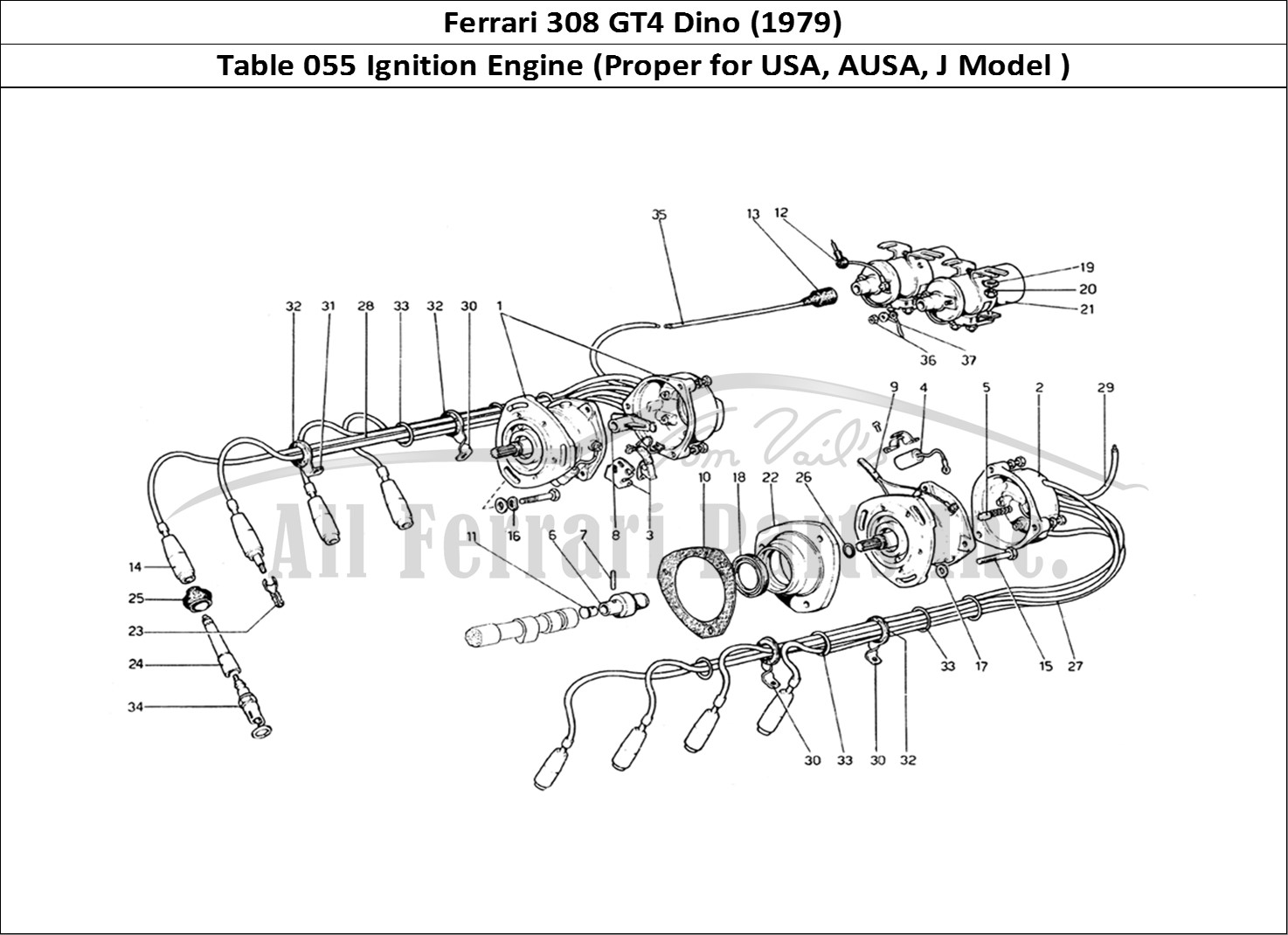 Ferrari Parts Ferrari 308 GT4 Dino (1979) Page 055 Engine Ignition (Variants