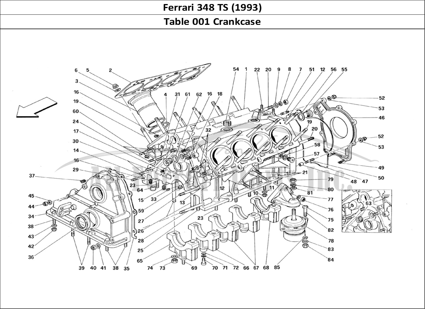 Ferrari Parts Ferrari 348 TB (1993) Page 001 Crankcase