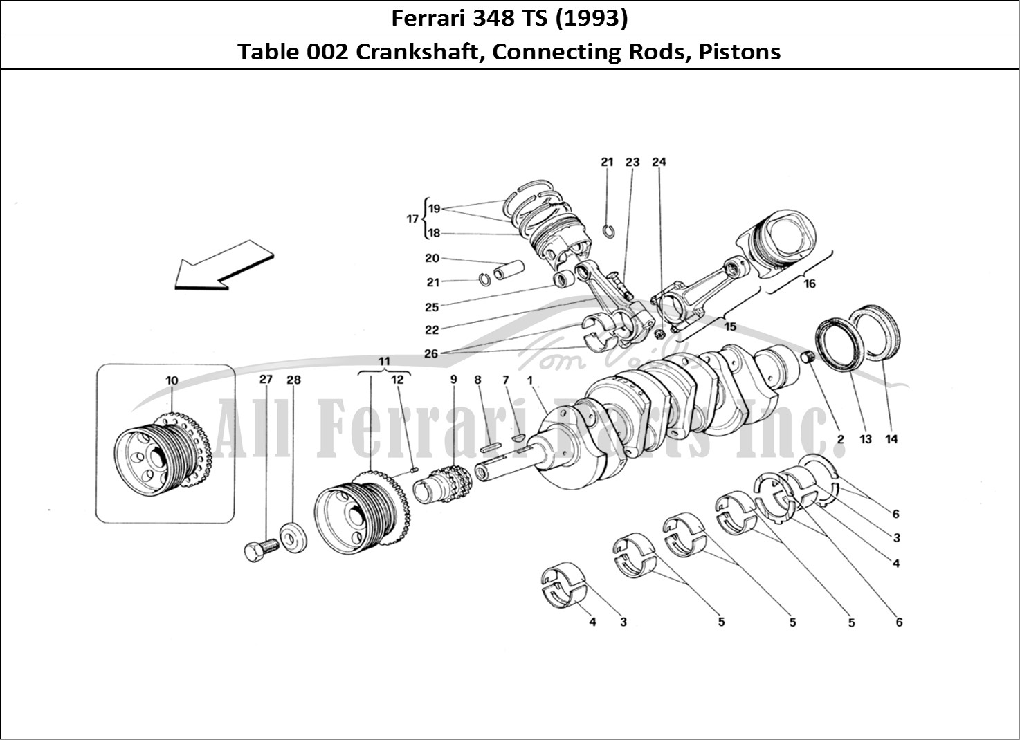 Ferrari Parts Ferrari 348 TB (1993) Page 002 Crankshaft, Conrods And P