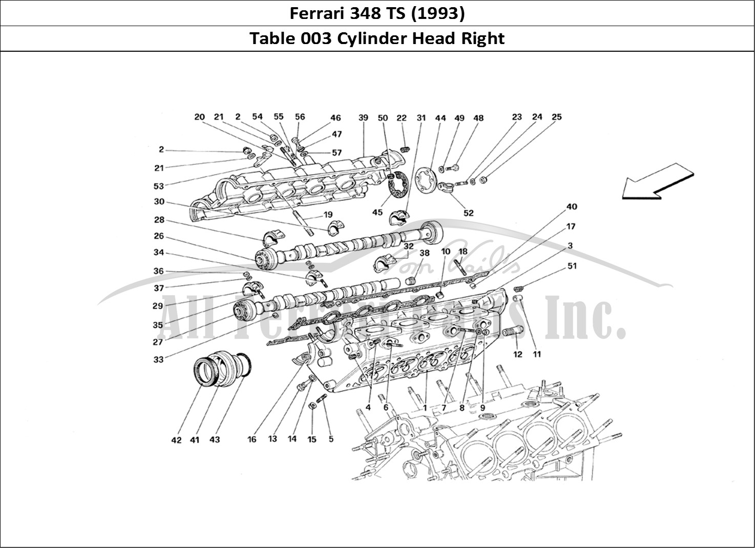 Ferrari Parts Ferrari 348 TB (1993) Page 003 R.H. Cylinder Head