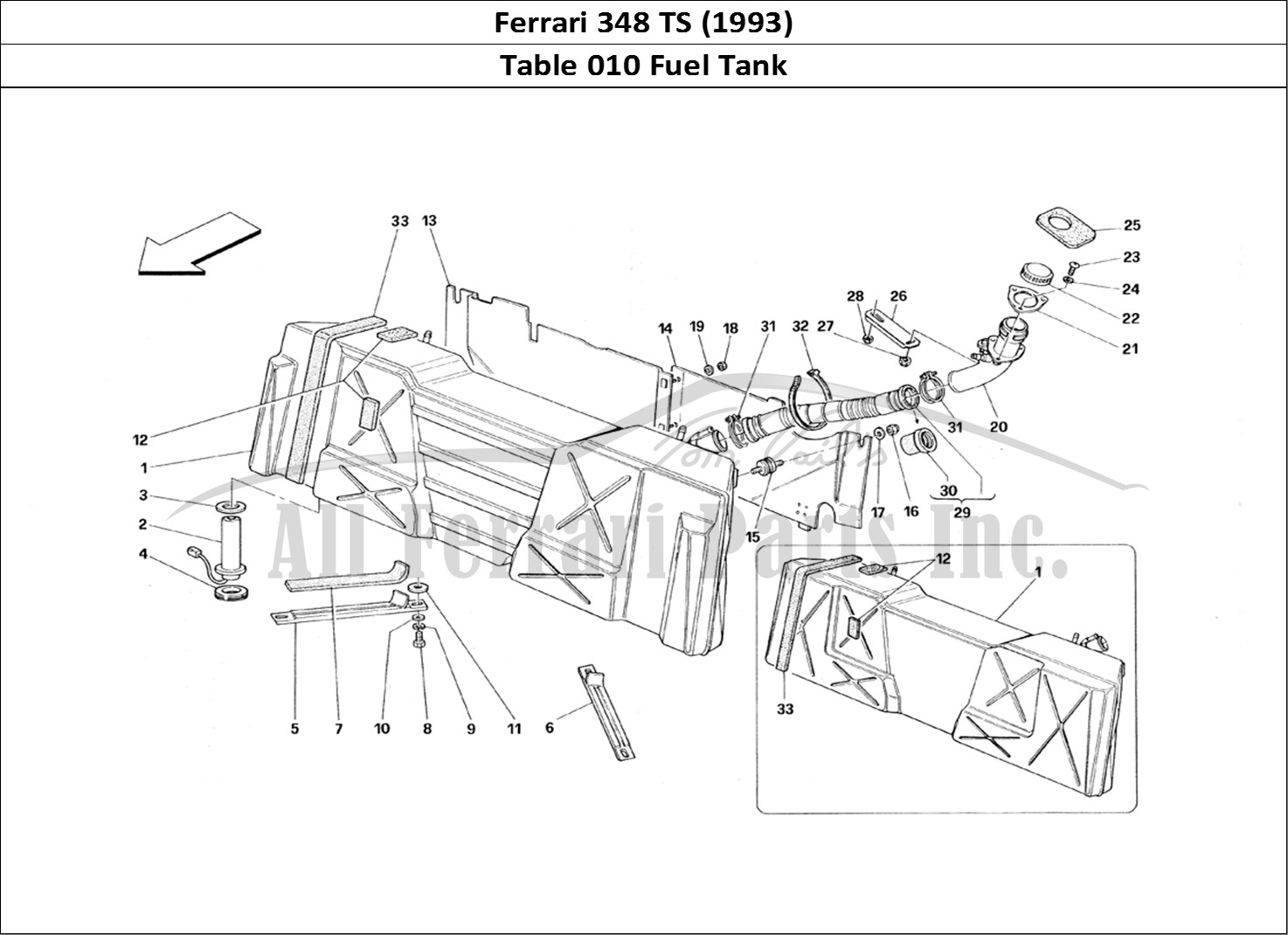 Ferrari Parts Ferrari 348 TB (1993) Page 010 Fuel Tank
