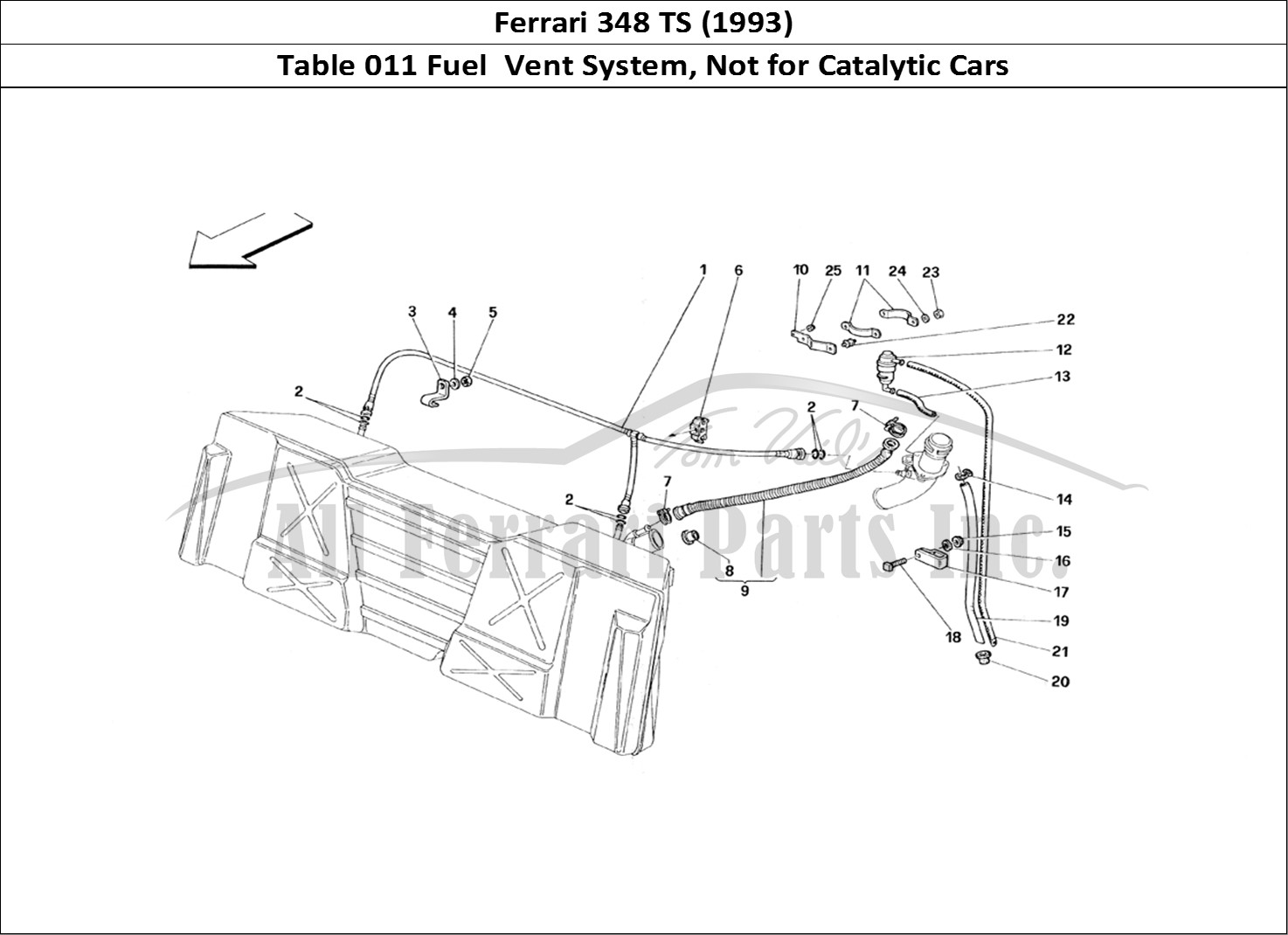 Ferrari Parts Ferrari 348 TB (1993) Page 011 Gasoline Vent System - No