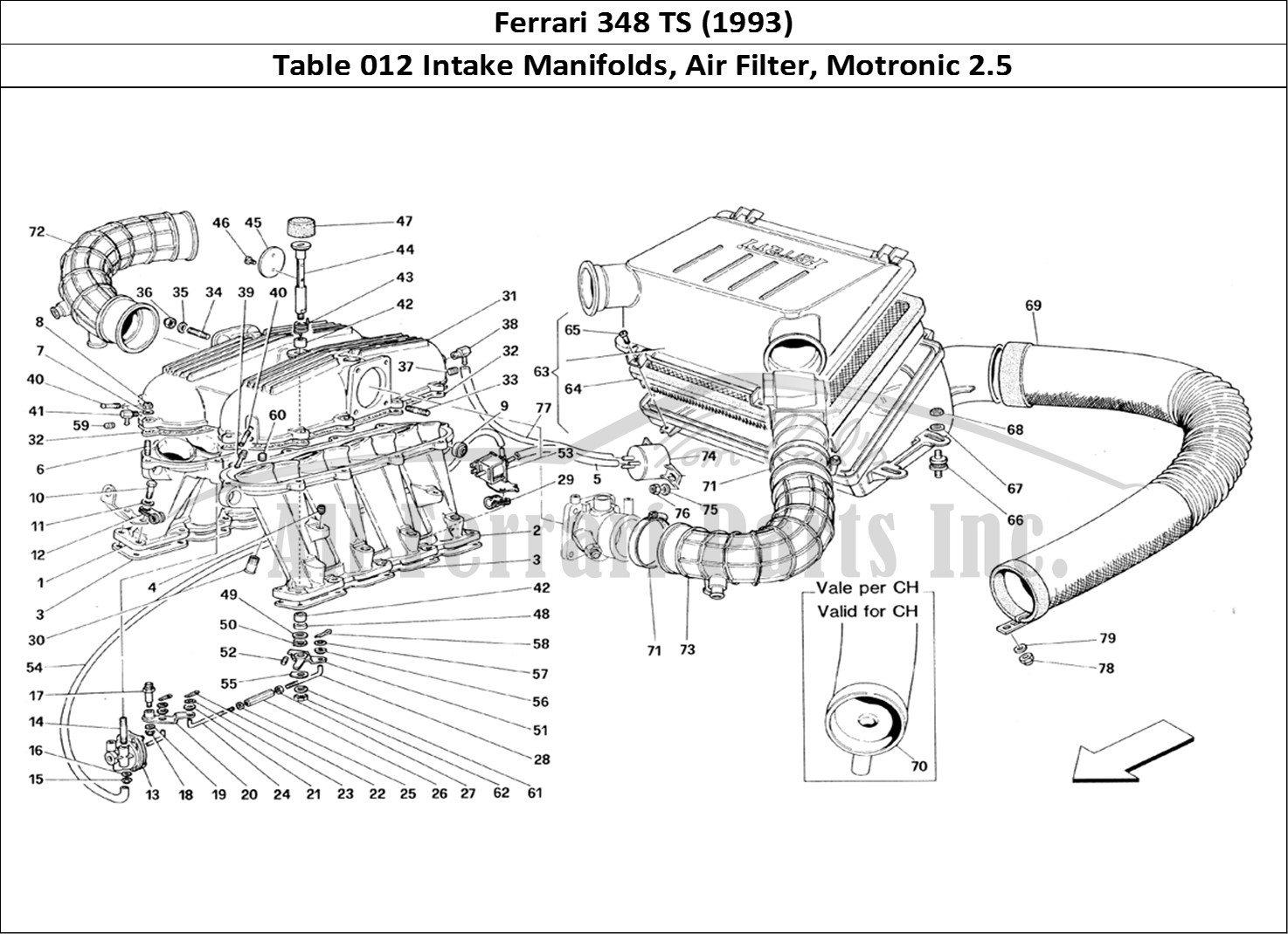 Ferrari Parts Ferrari 348 TB (1993) Page 012 Manifolds and Air Intake