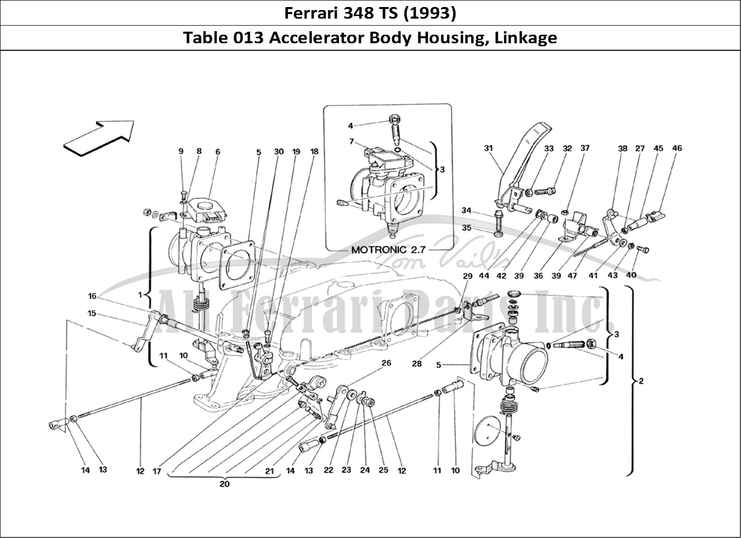 Ferrari Parts Ferrari 348 TB (1993) Page 013 Throttle Housing and Link