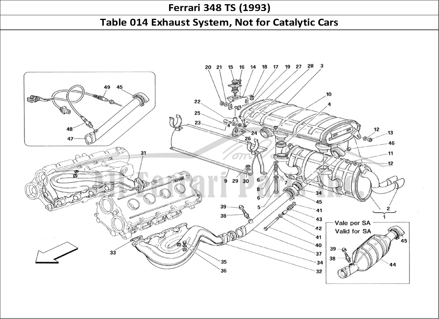 Ferrari Parts Ferrari 348 TB (1993) Page 014 Exhaust System - Not for
