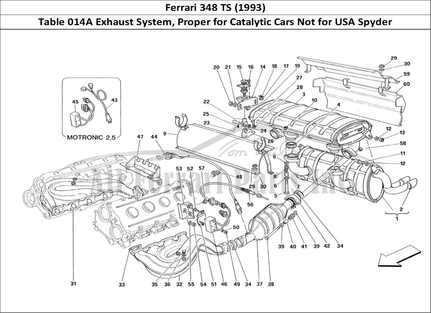 Ferrari Parts Ferrari 348 TB (1993) Page 014 Exhaust System - Valid fo
