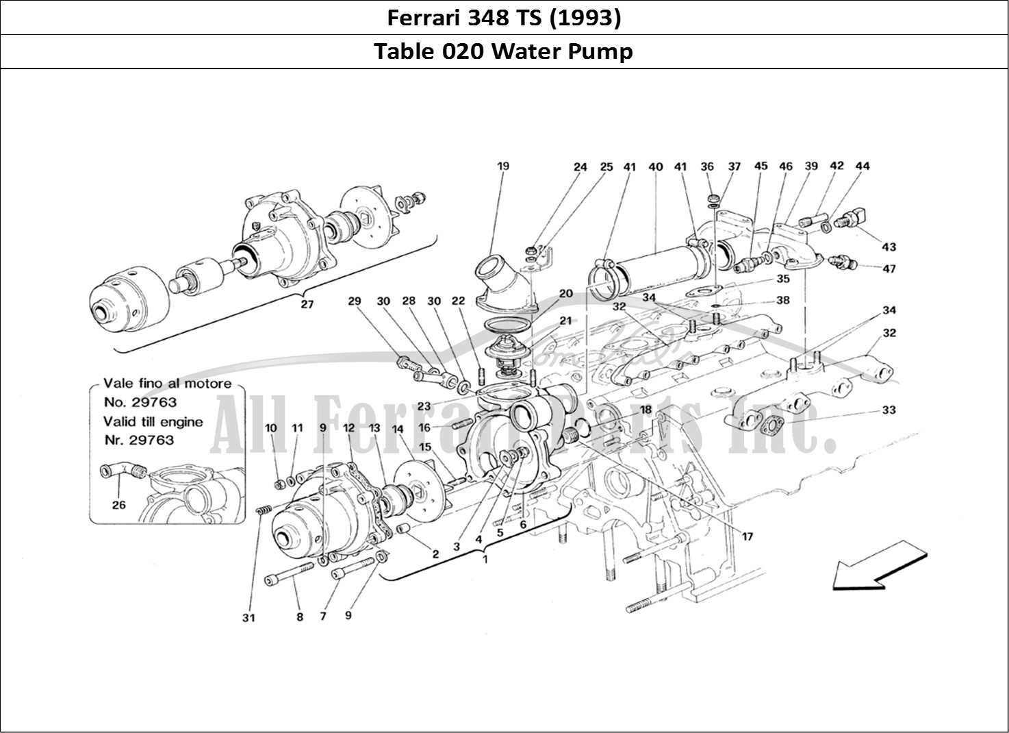 Ferrari Parts Ferrari 348 TB (1993) Page 020 Water Pump