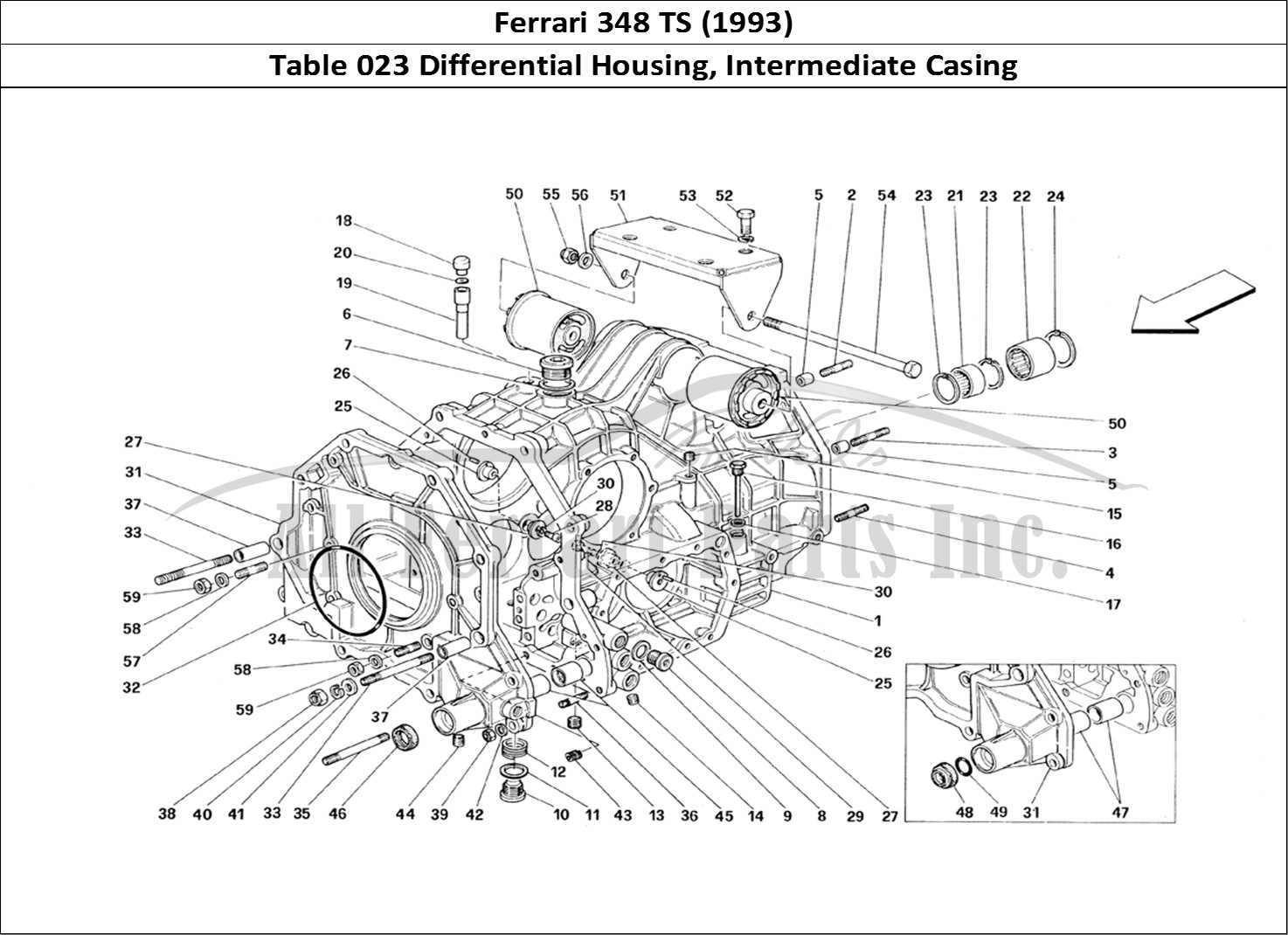 Ferrari Parts Ferrari 348 TB (1993) Page 023 Gearbox - Differential Ho