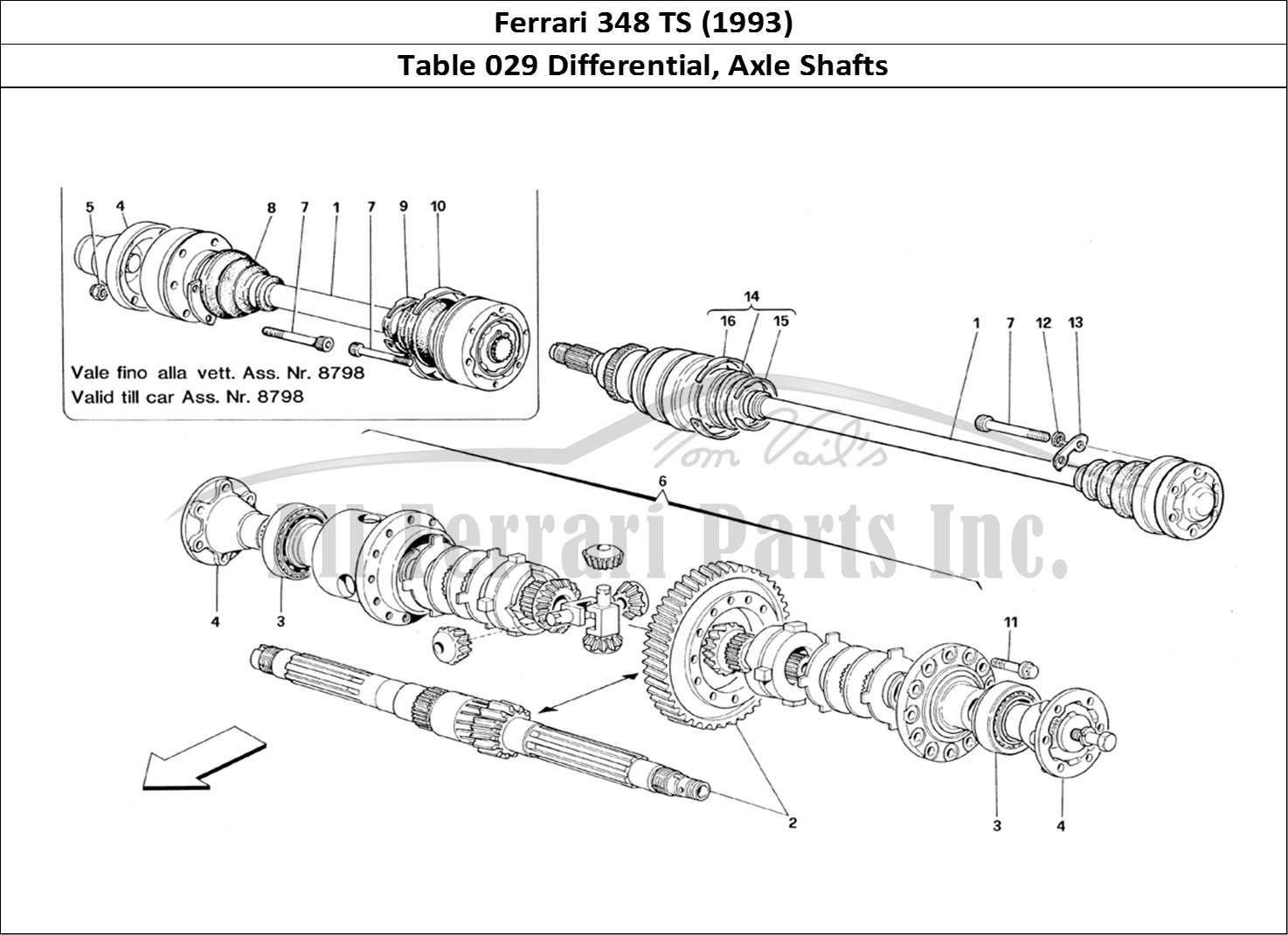 Ferrari Parts Ferrari 348 TB (1993) Page 029 Differential & Axle Shaft