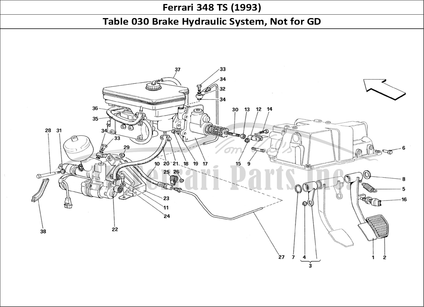 Ferrari Parts Ferrari 348 TB (1993) Page 030 Brake Hydraulic System -
