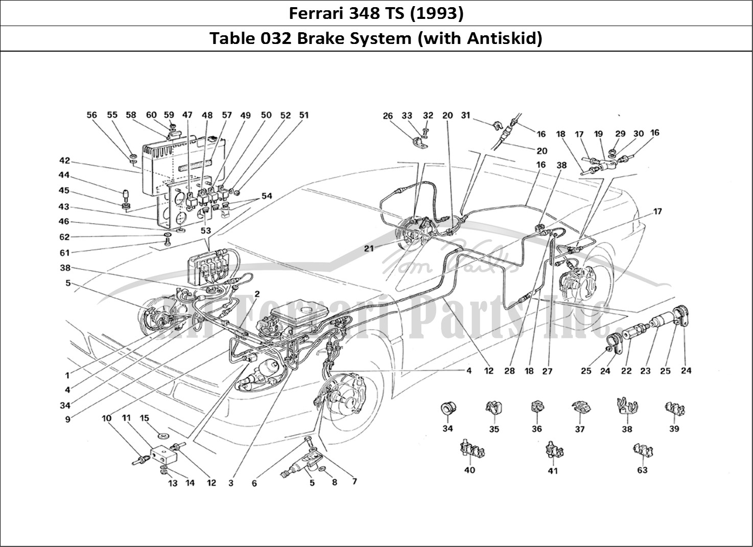 Ferrari Parts Ferrari 348 TB (1993) Page 032 Brake System (With Antisk