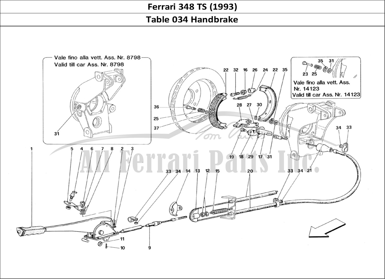 Ferrari Parts Ferrari 348 TB (1993) Page 034 Hand-Brake Control