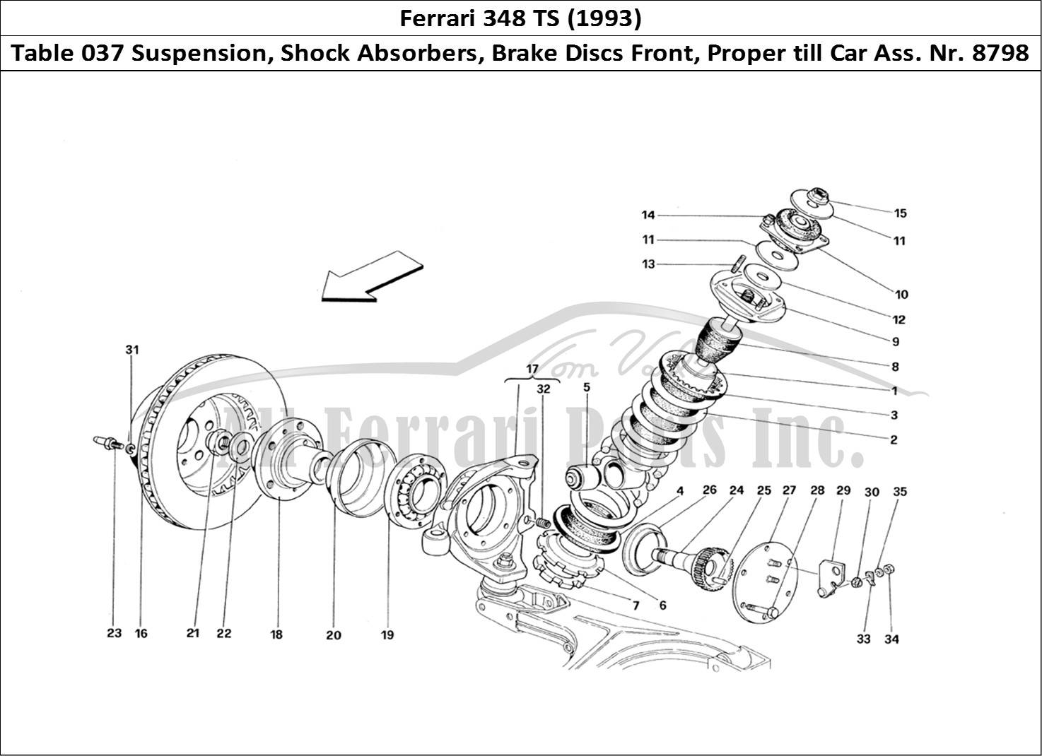 Ferrari Parts Ferrari 348 TB (1993) Page 037 Front Suspension - Shock
