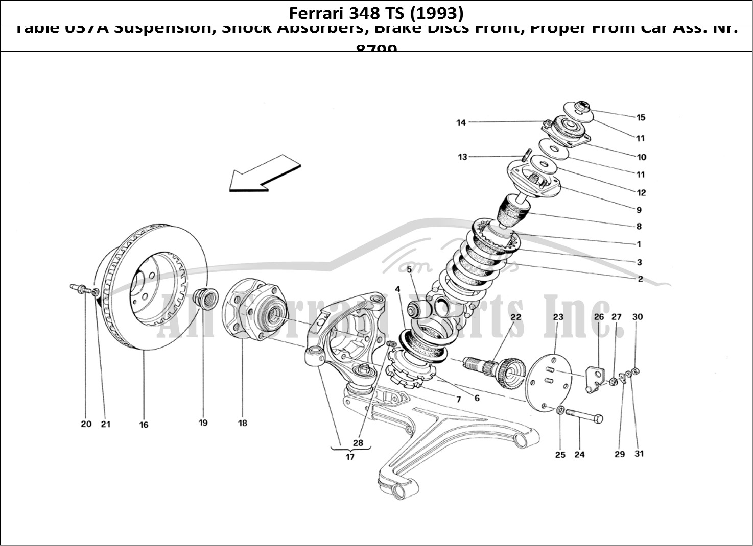 Ferrari Parts Ferrari 348 TB (1993) Page 037 Front Suspension - Shock