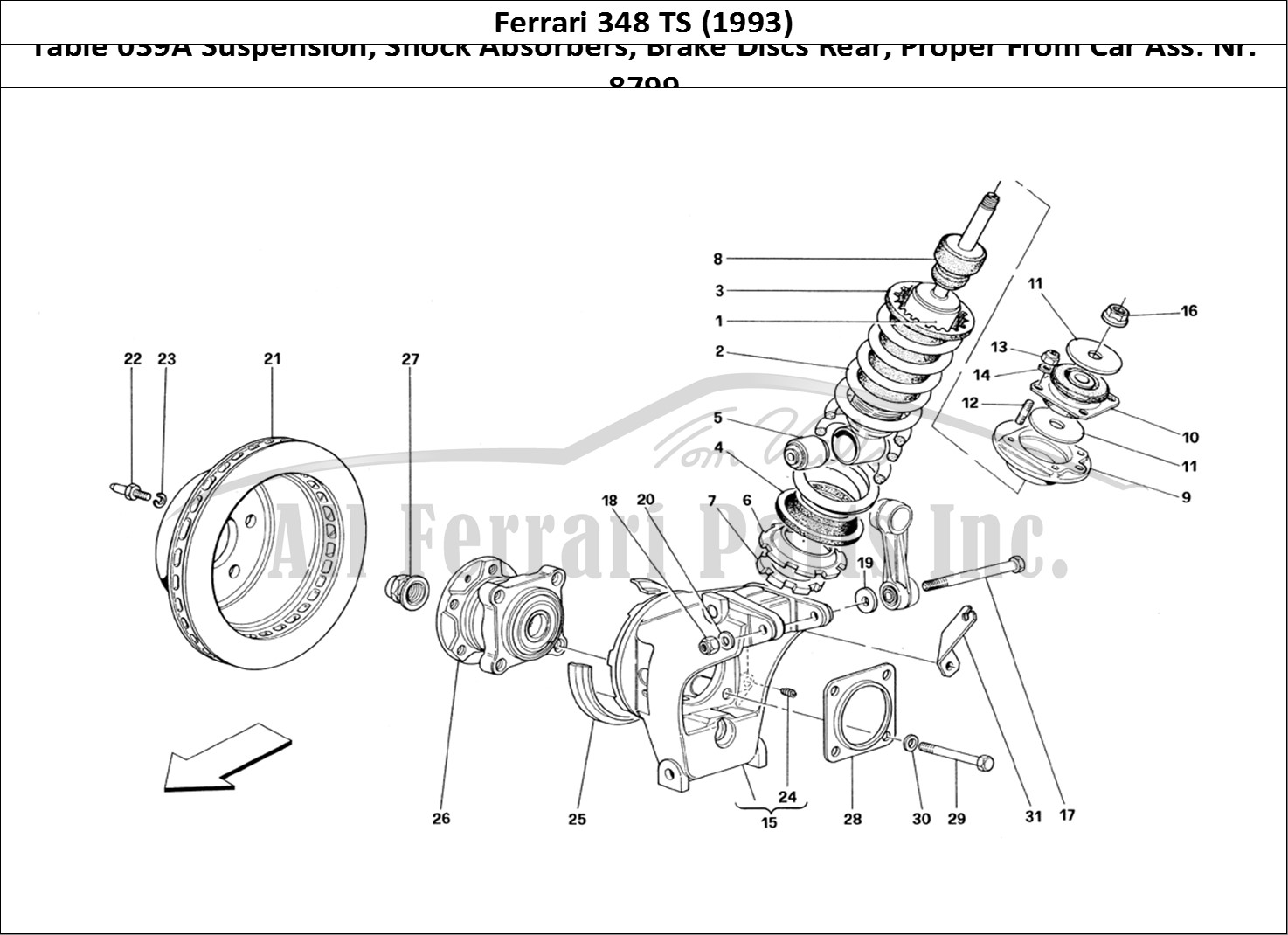 Ferrari Parts Ferrari 348 TB (1993) Page 039 Rear Suspension - Shock A