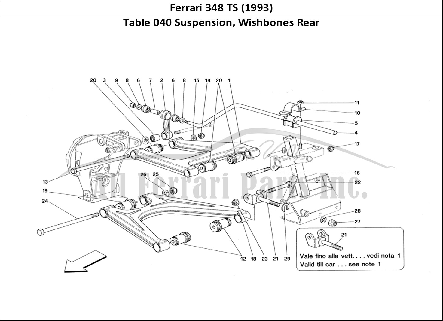 Ferrari Parts Ferrari 348 TB (1993) Page 040 Rear Suspension - Wishbon