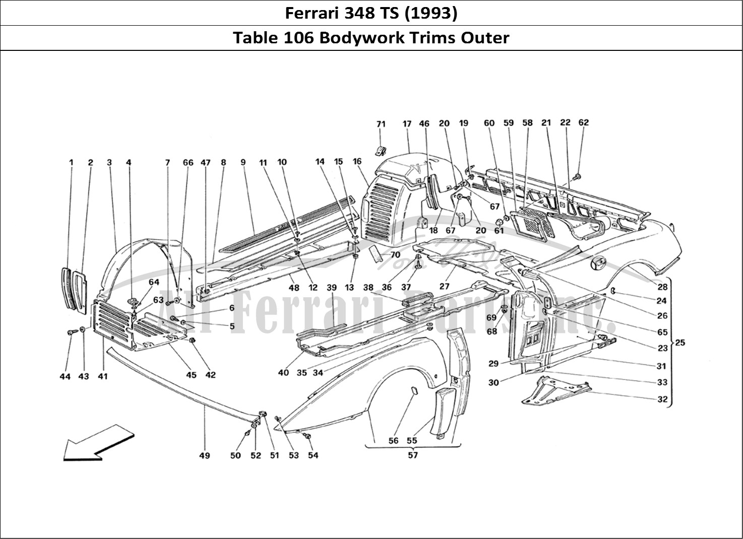 Ferrari Parts Ferrari 348 TB (1993) Page 106 Body - Outer Trims
