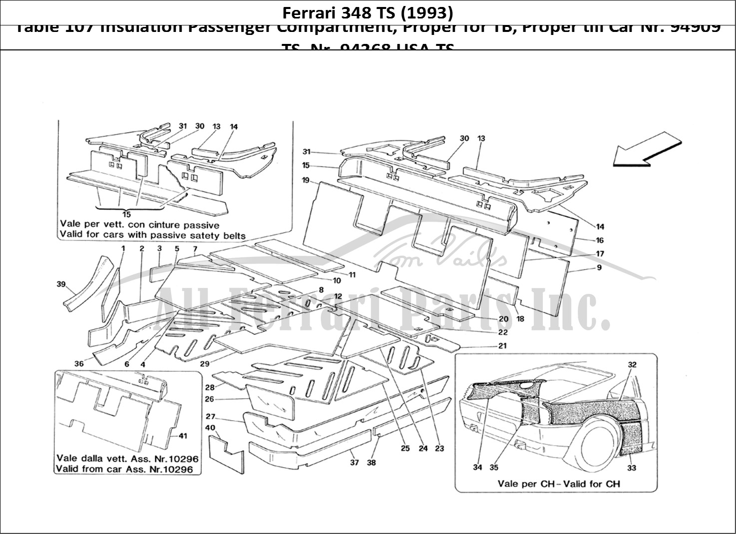 Ferrari Parts Ferrari 348 TB (1993) Page 107 Passengers Compartment In