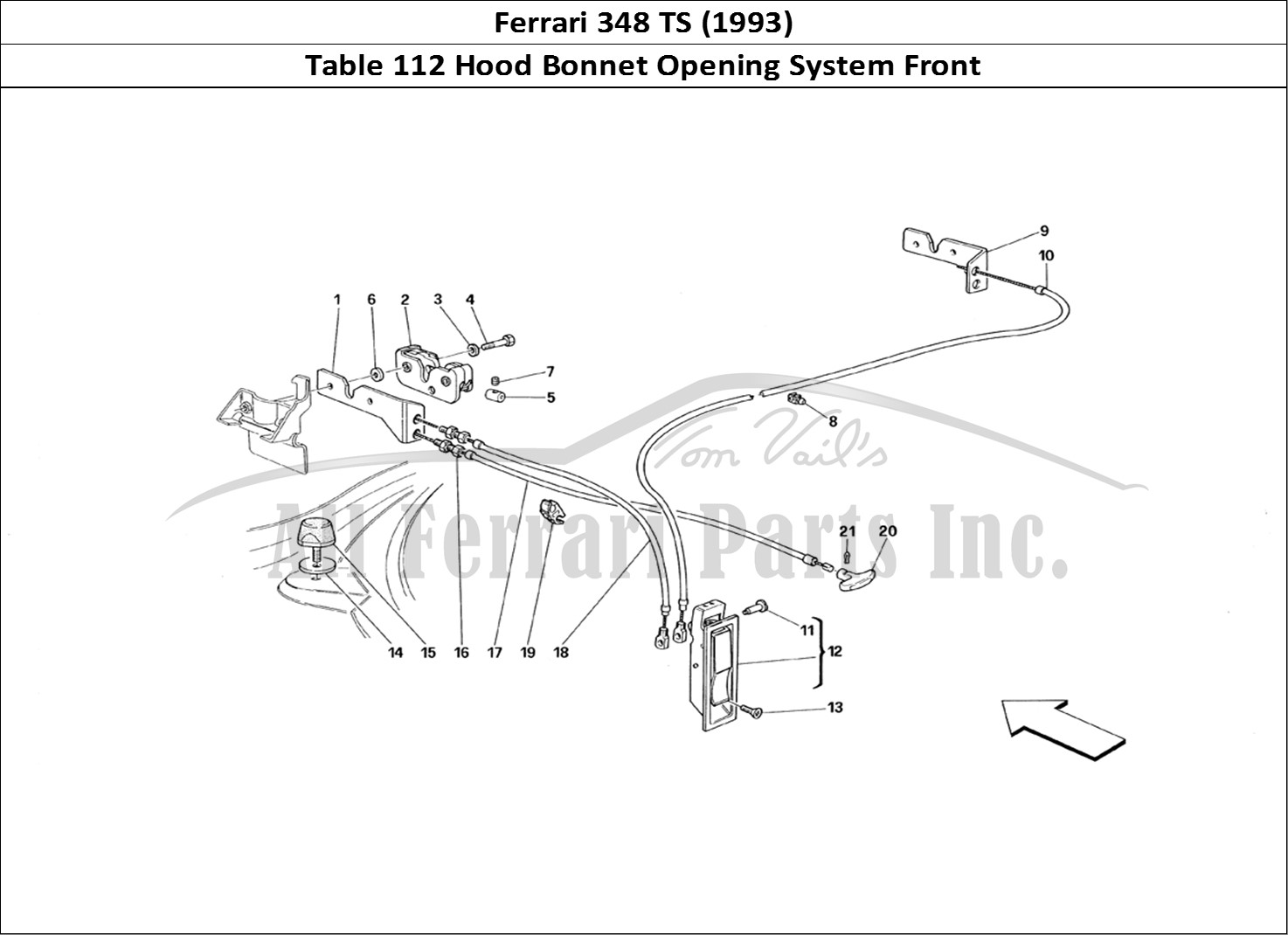Ferrari Parts Ferrari 348 TB (1993) Page 112 Opening Device for Front