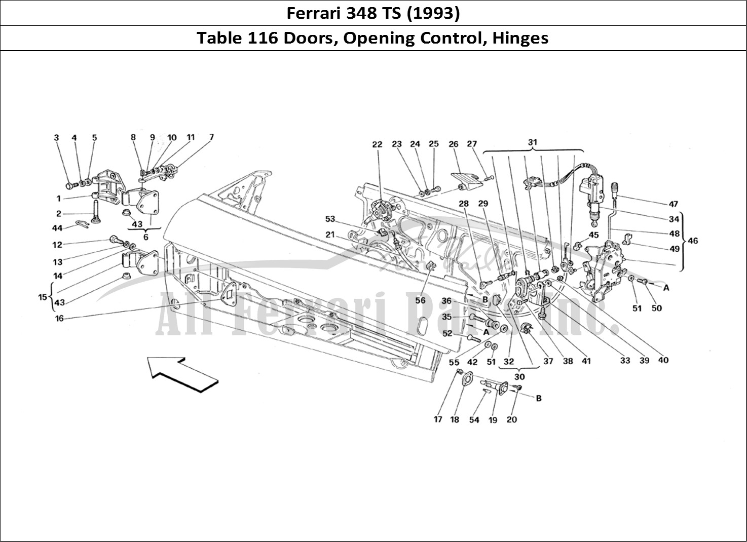 Ferrari Parts Ferrari 348 TB (1993) Page 116 Doors - Opening Control a