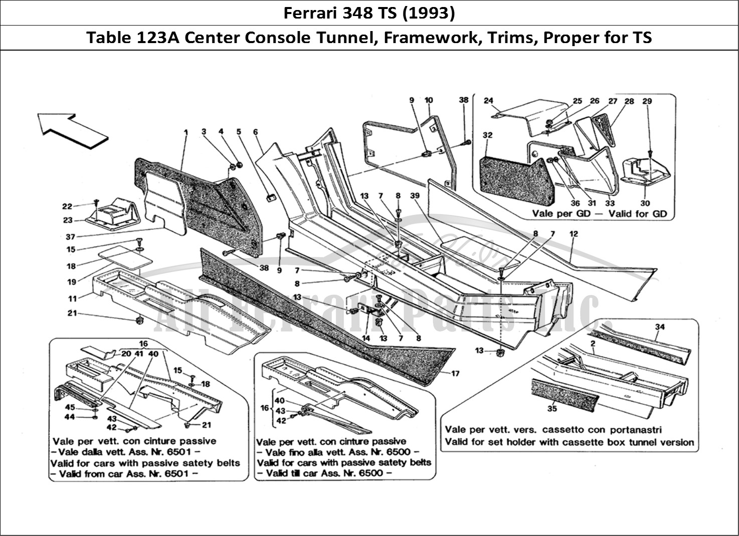 Ferrari Parts Ferrari 348 TB (1993) Page 123 Tunnel - Framework and Tr