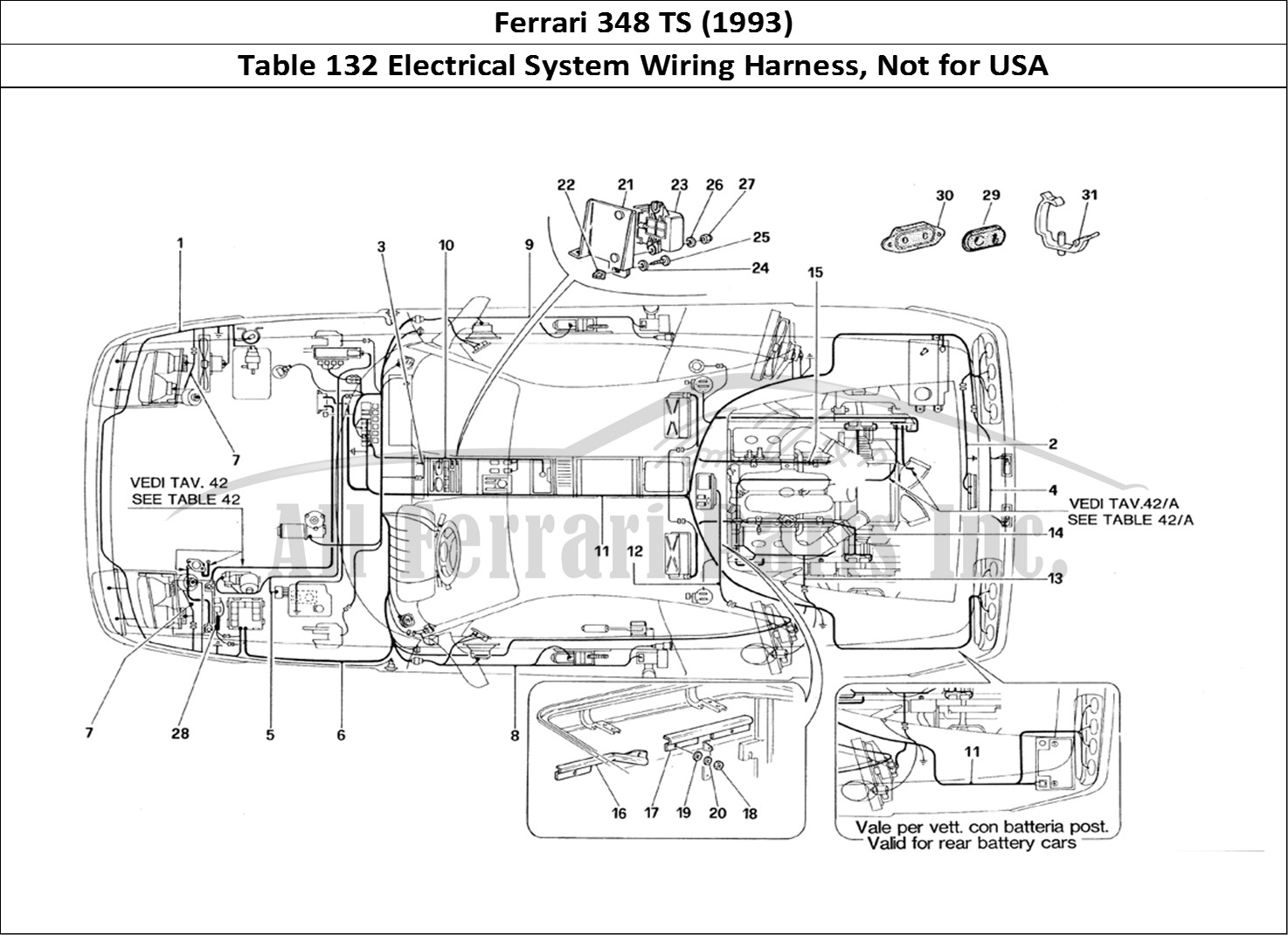 Ferrari Parts Ferrari 348 TB (1993) Page 132 Electrical System - Not f