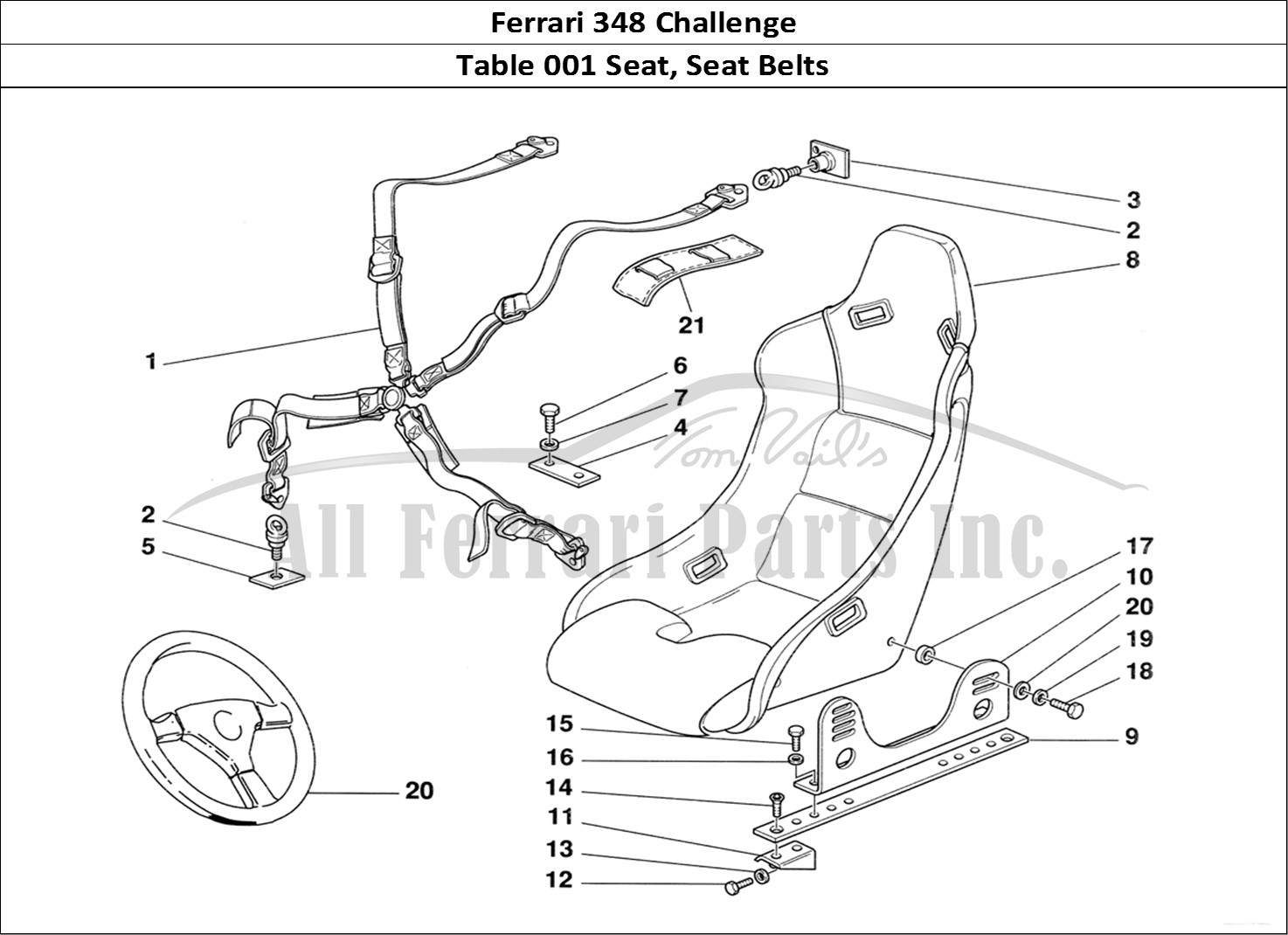 Ferrari Parts Ferrari 348 Challenge (1995) Page 001 Seat Safety Belts and Sea