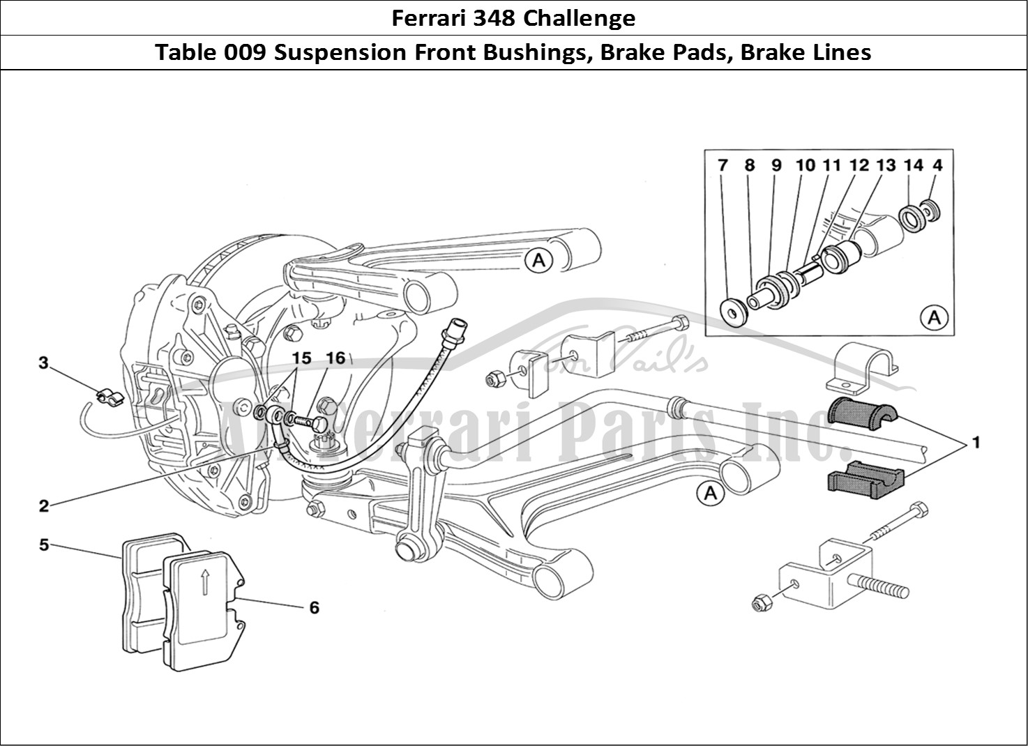 Ferrari Parts Ferrari 348 Challenge (1995) Page 009 Front Suspension Pads and