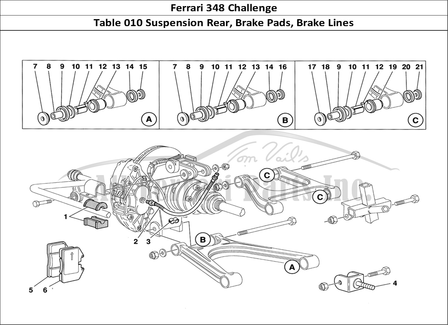 Ferrari Parts Ferrari 348 Challenge (1995) Page 010 Rear Suspension Pads and