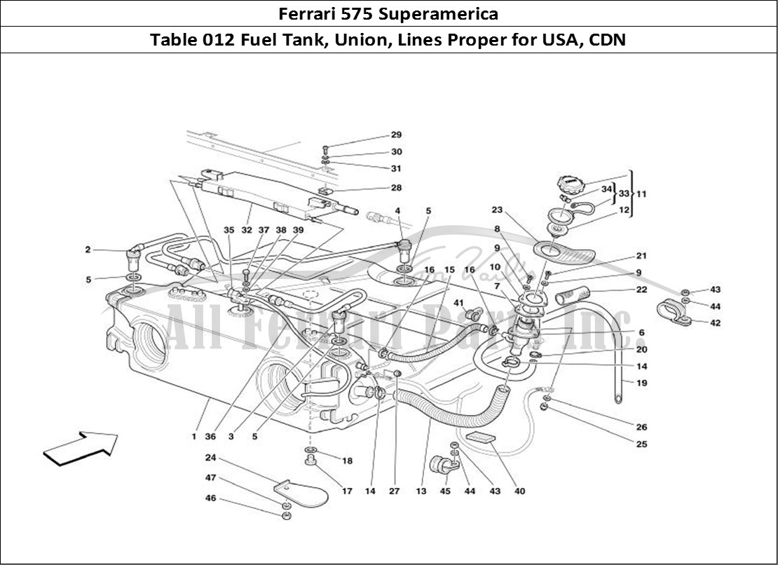 Ferrari Parts Ferrari 575 Superamerica Page 012 Fuel Tank - Union and Pip