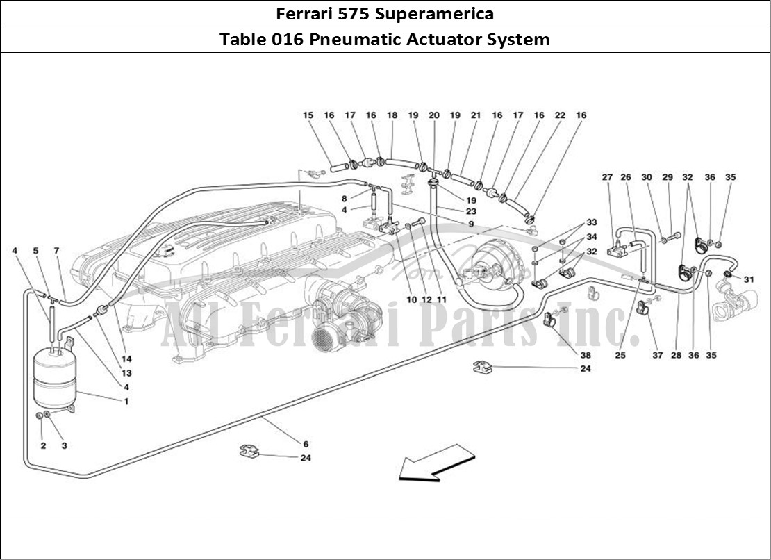Ferrari Parts Ferrari 575 Superamerica Page 016 Pneumatics Actuator Syste