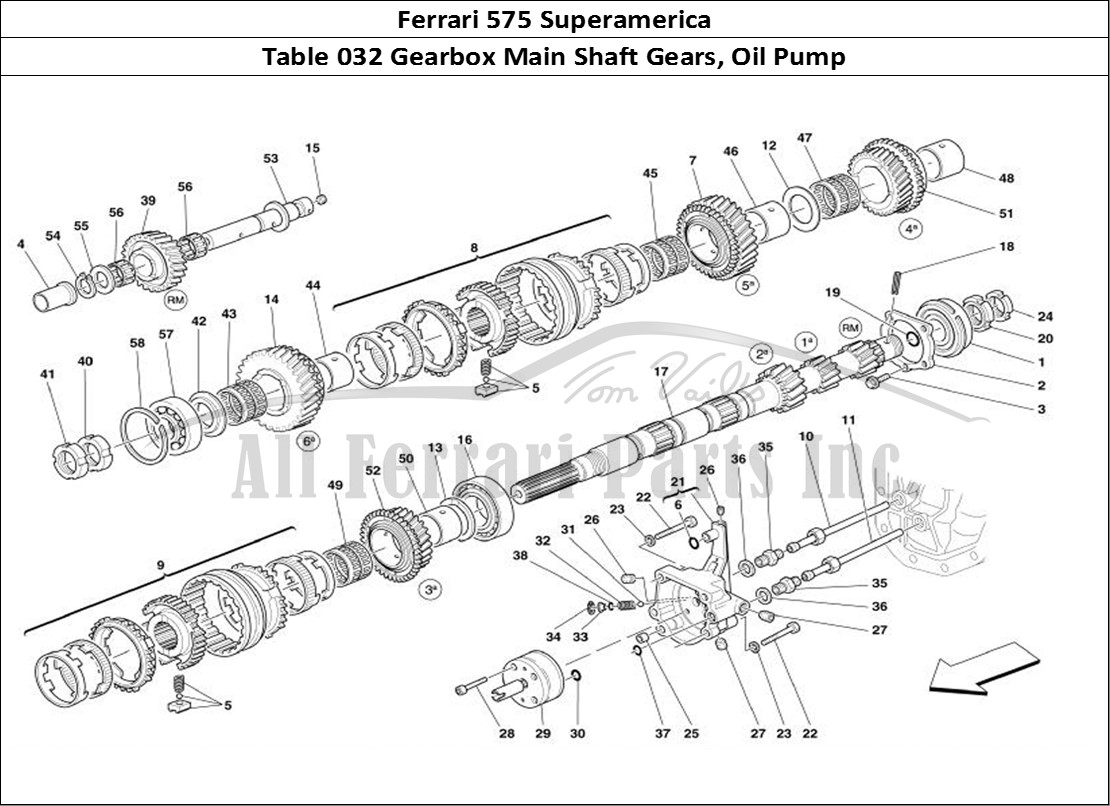 Ferrari Parts Ferrari 575 Superamerica Page 032 Main Shaft Gears and Clut