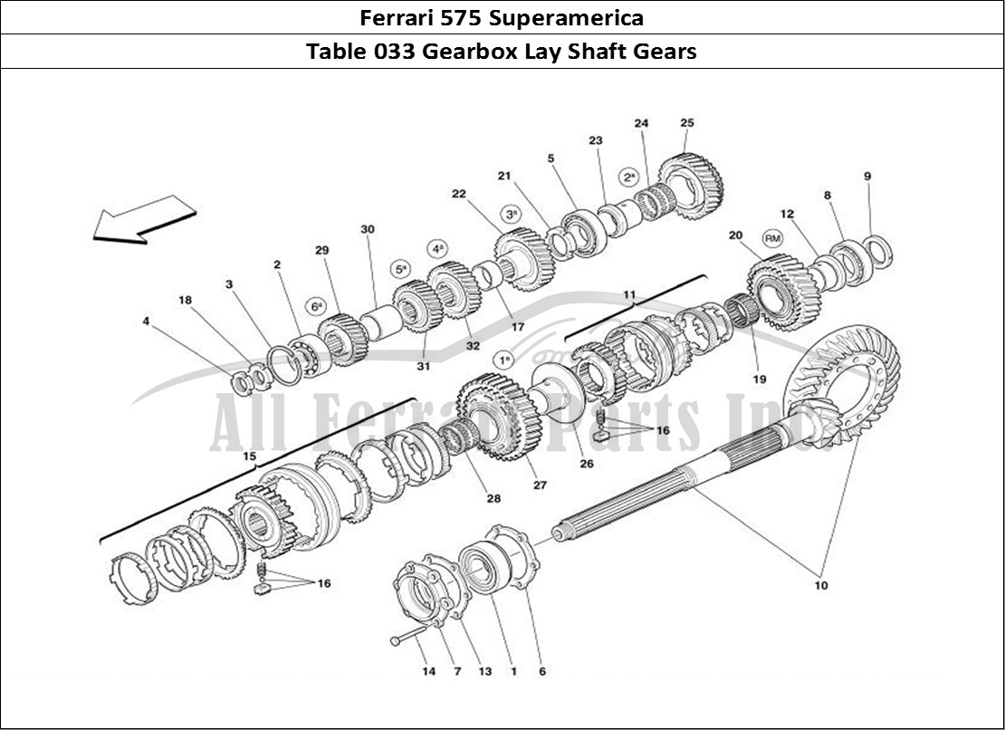 Ferrari Parts Ferrari 575 Superamerica Page 033 Lay Shaft Gears