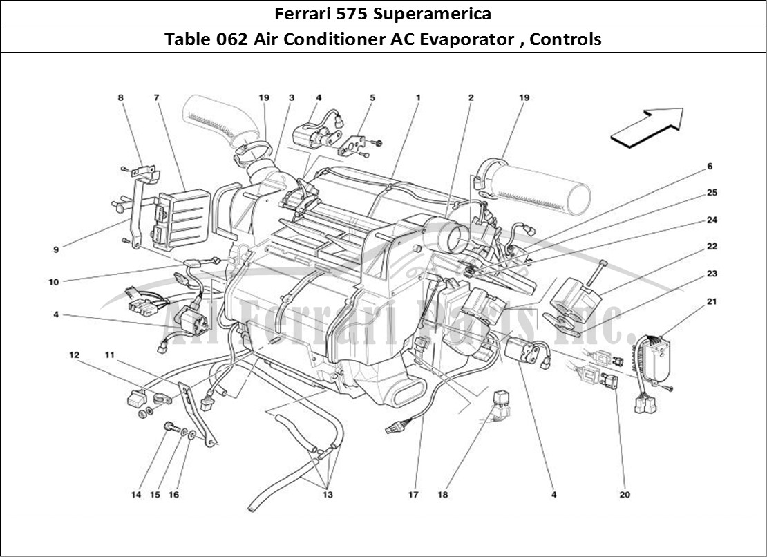 Ferrari Parts Ferrari 575 Superamerica Page 062 Evaporator Unit and Contr