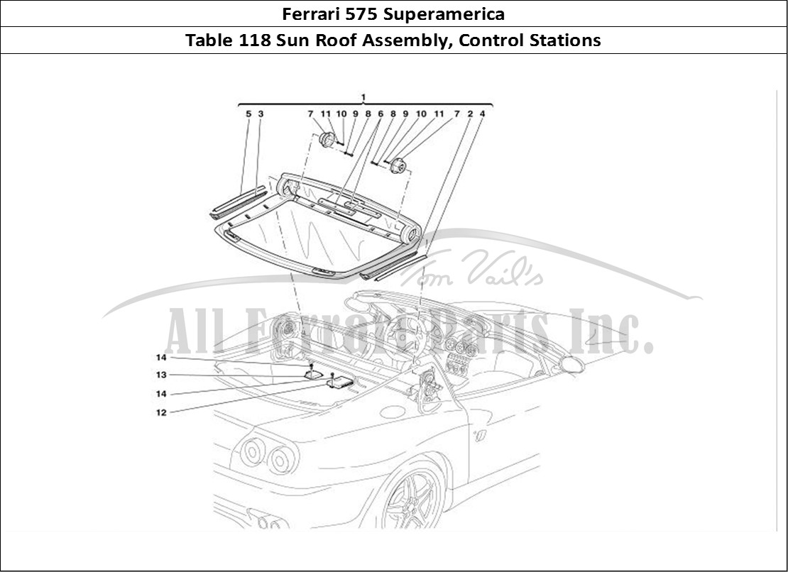 Ferrari Parts Ferrari 575 Superamerica Page 118 Sun Roof Assembly and Con