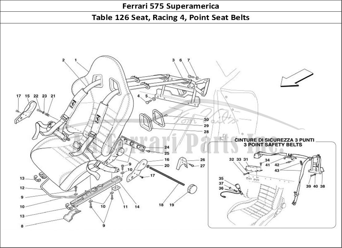 Ferrari Parts Ferrari 575 Superamerica Page 126 Racing Seat-4 Point Belts
