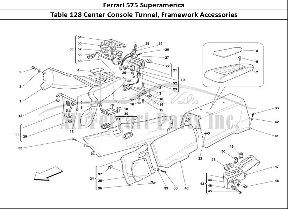 Ferrari Parts Ferrari 575 Superamerica Page 127 Tunnel - Framework and Ac