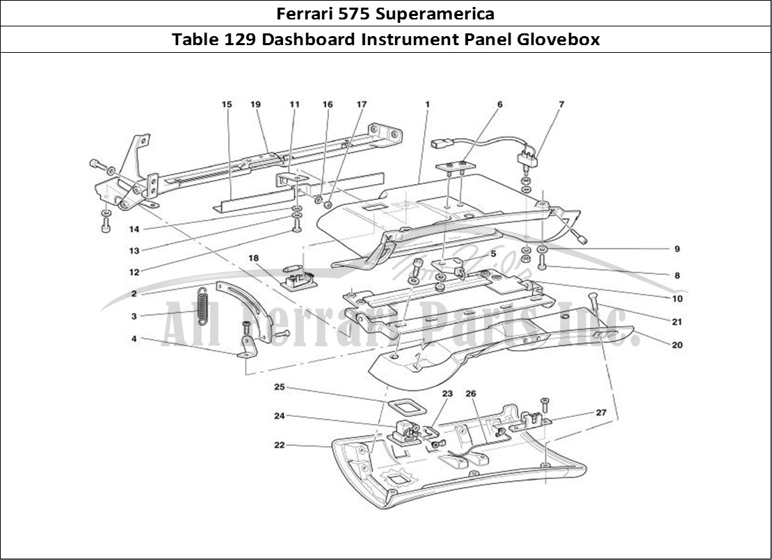 Ferrari Parts Ferrari 575 Superamerica Page 129 Dashboard Drawer