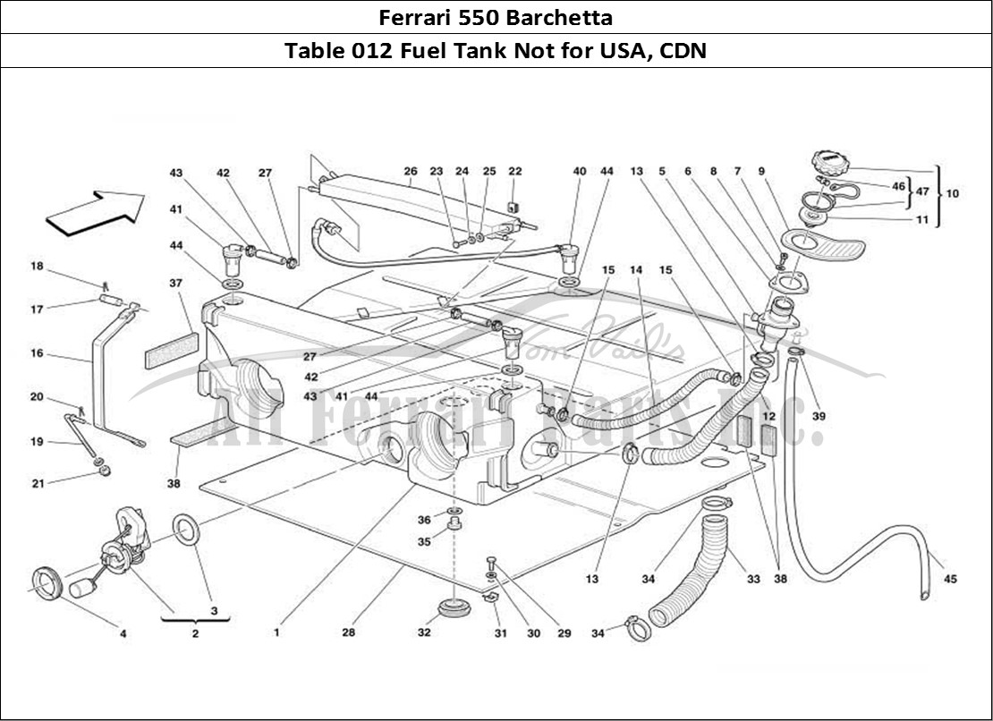 Ferrari Parts Ferrari 550 Barchetta Page 012 Fuel Tank -Not for USA an