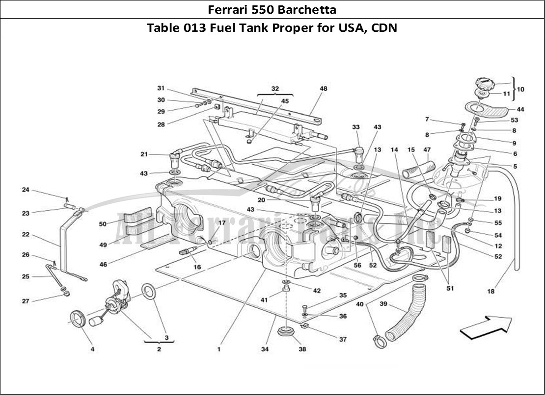 Ferrari Parts Ferrari 550 Barchetta Page 013 Fuel Tank -Valid for USA