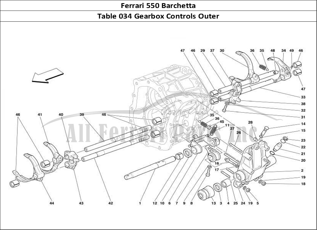 Ferrari Parts Ferrari 550 Barchetta Page 034 Outside Gearbox Controls