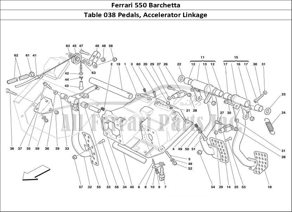 Ferrari Parts Ferrari 550 Barchetta Page 038 Pedals and Accelerator Co