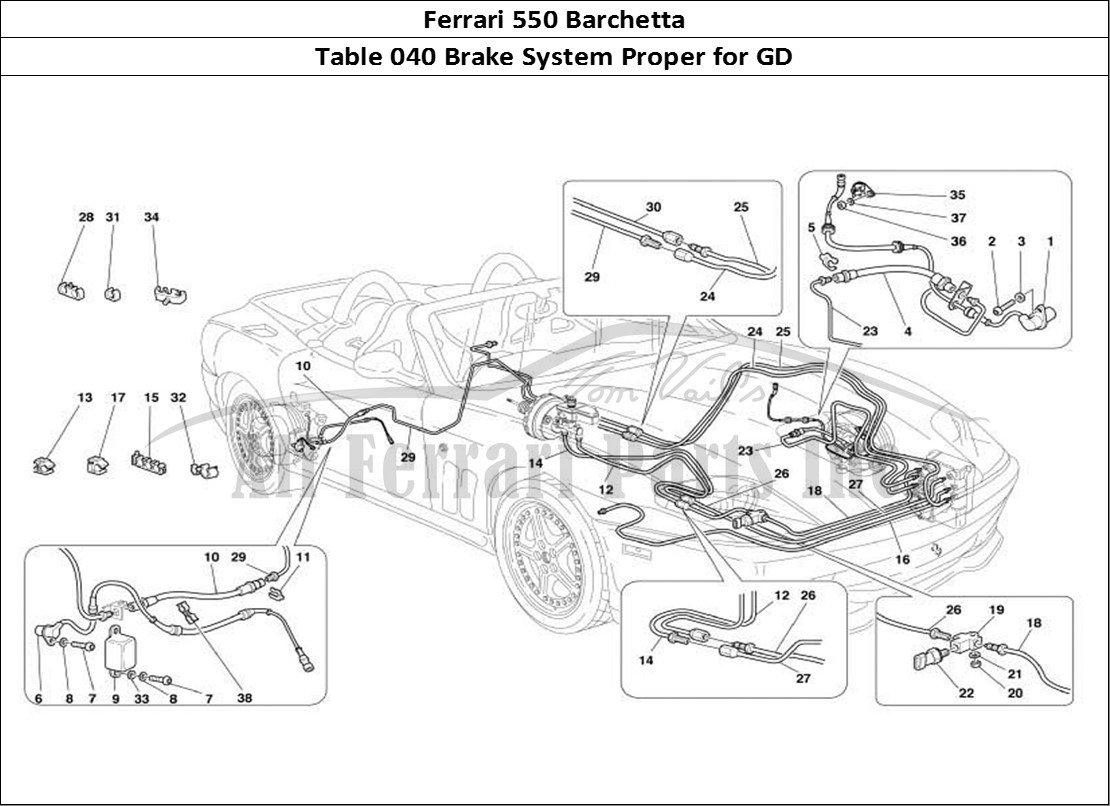 Ferrari Parts Ferrari 550 Barchetta Page 040 Brake System -Valid for G