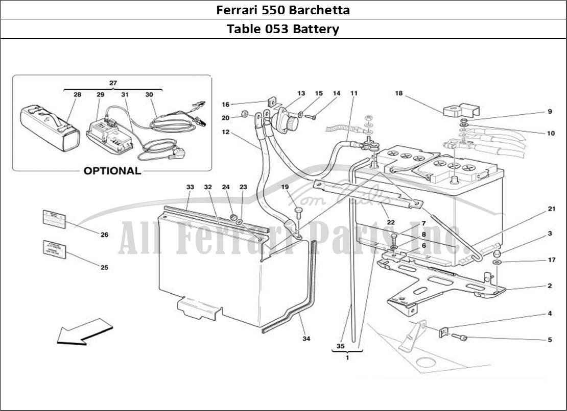 Ferrari Parts Ferrari 550 Barchetta Page 053 Battery